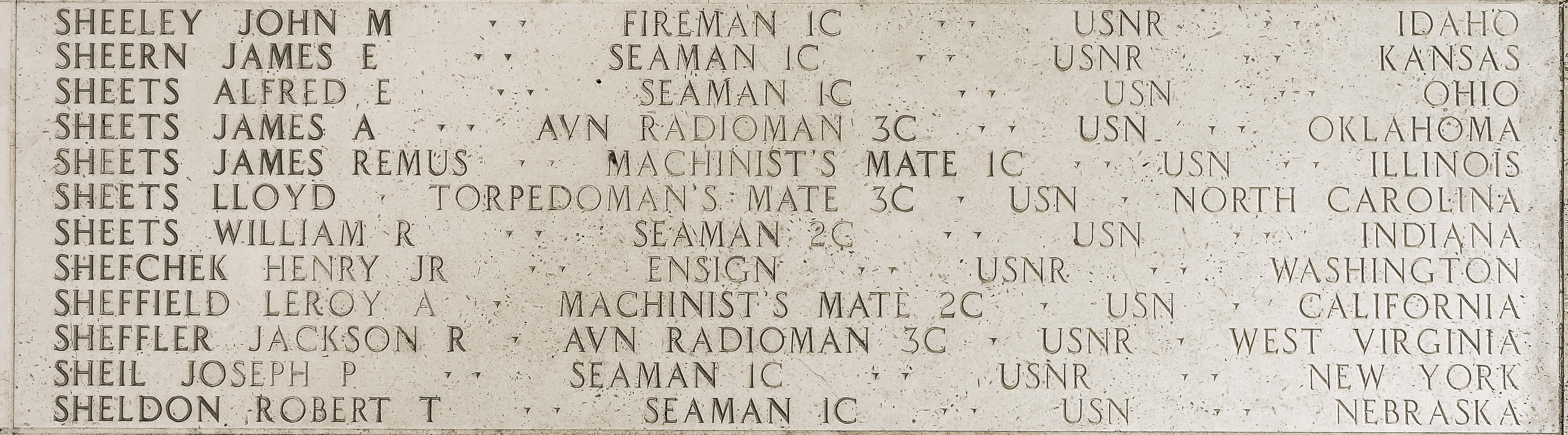 John M. Sheeley, Fireman First Class